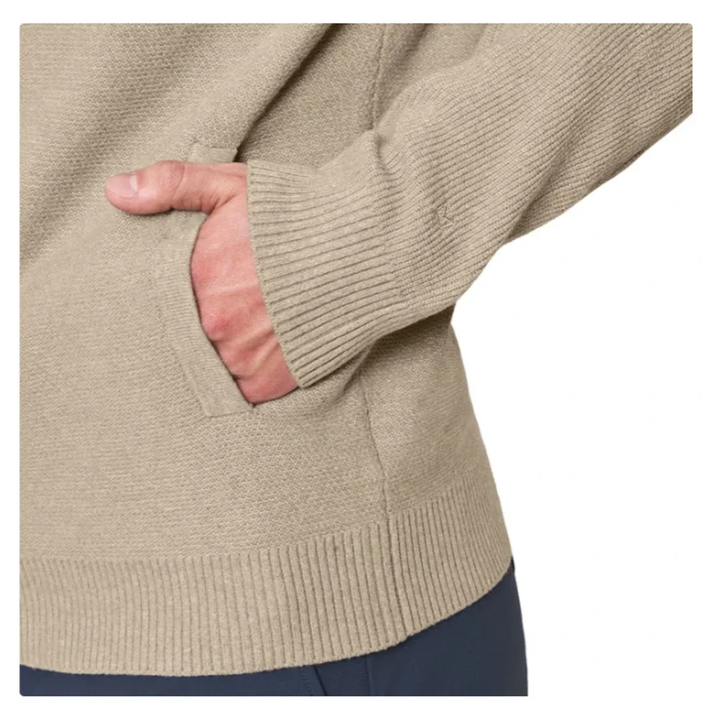 Modern Ambition Men's Full Zip Hooded Sweater Beige XXL